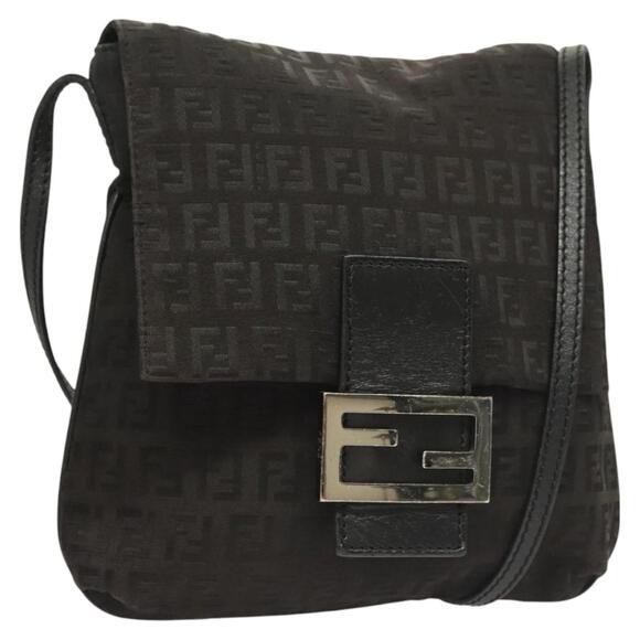 FENDI Zucchino Canvas Shoulder Bag Black - Picture 1 of 12